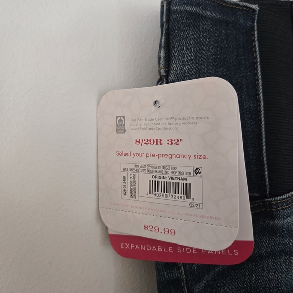 NWT Isabel Below The Bump Side Panel Maternity Bootleg Jeans Size 8 - Picture 3 of 5